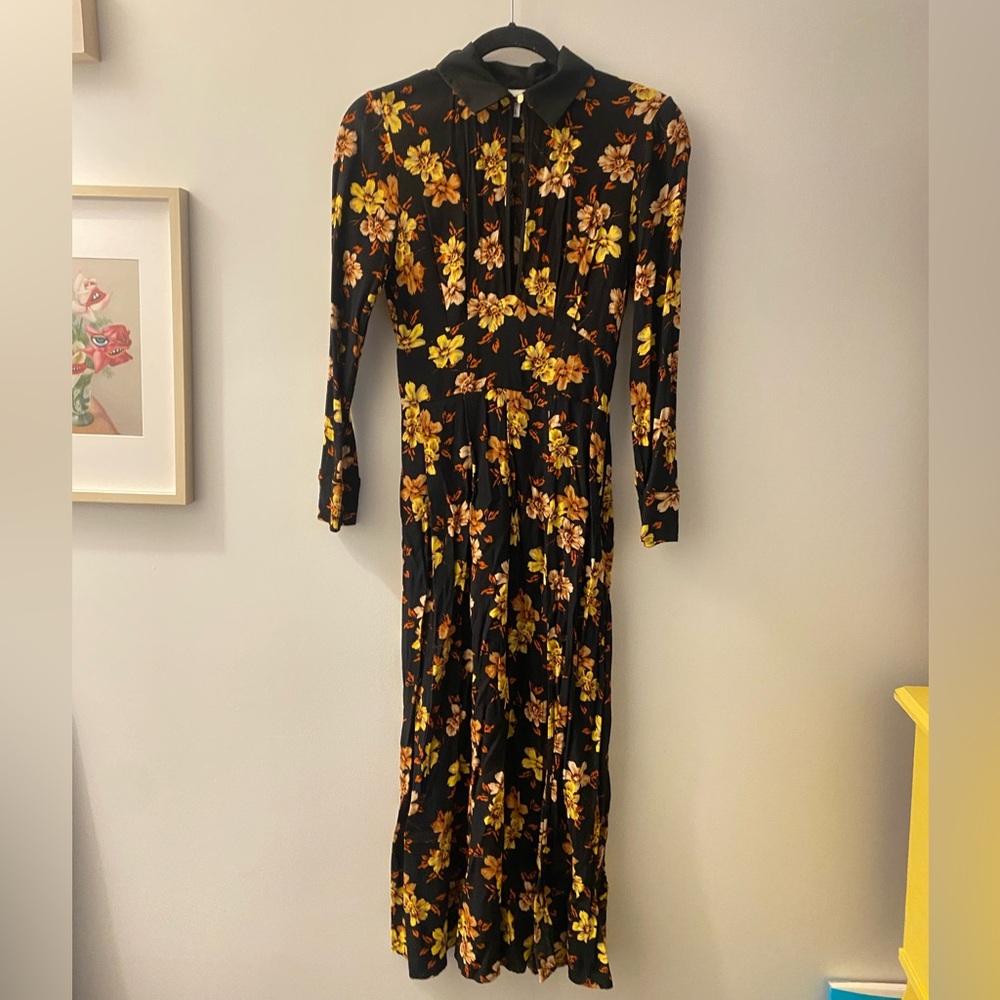 Topshop Floral Keyhole Maxi Dress with Slit XS